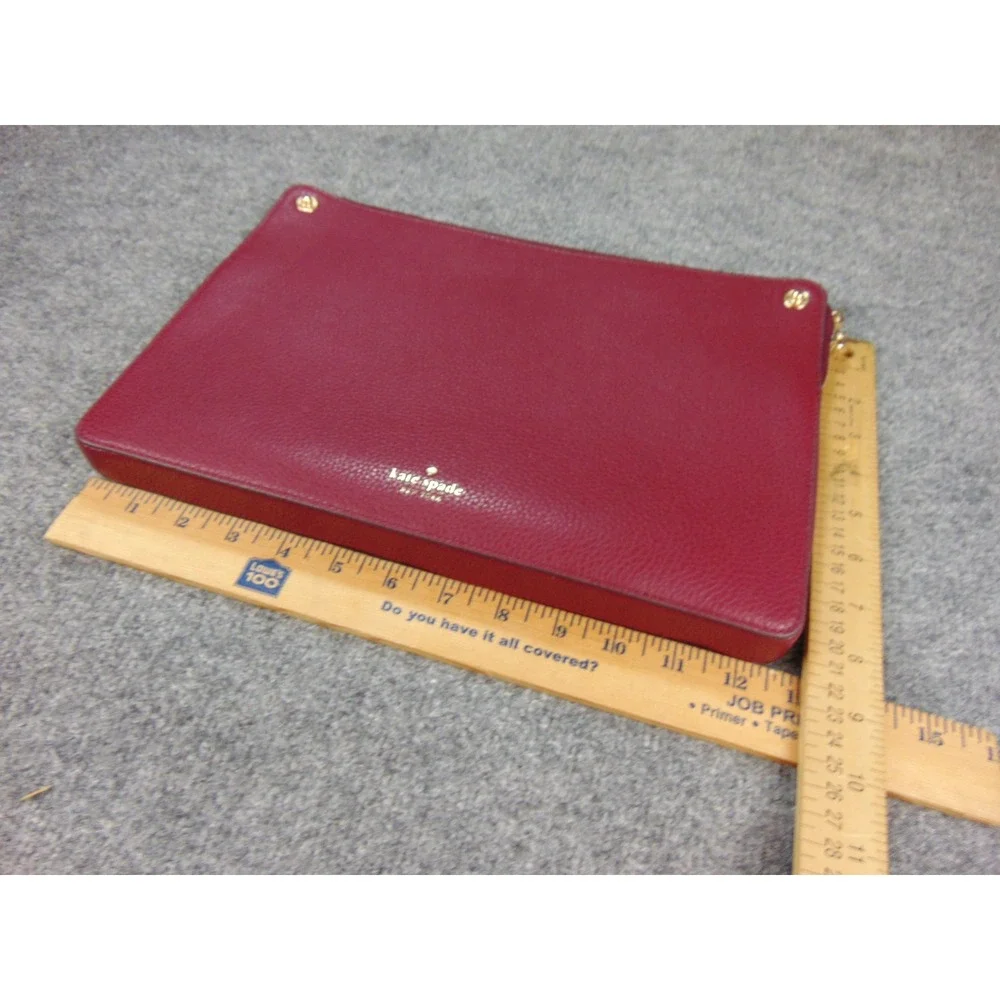 Kate Spade Tote Burgundy Red Pebbled Leather Satchel Bag with Pouch Shoulder Bag